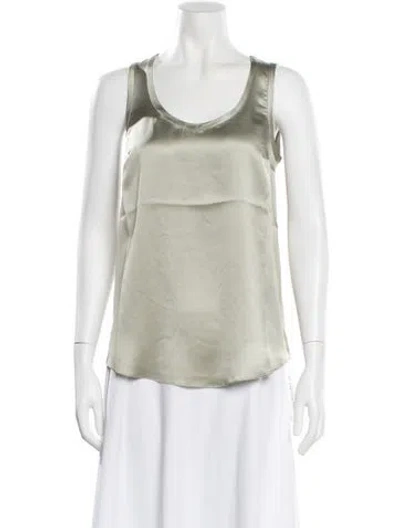 Pre-owned Brunello Cucinelli Satin Scoop Neck Top W/ Tags In Green
