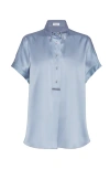 Brunello Cucinelli Satin Shirt In Azure