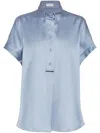 Brunello Cucinelli Satin Shirt In Blue