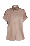 Brunello Cucinelli Satin Shirt In Cocoa