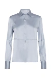 Brunello Cucinelli Satin Shirt In Blue