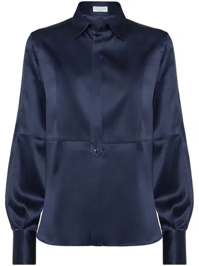 Brunello Cucinelli Satin Shirt With Monili