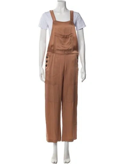 Pre-owned Brunello Cucinelli Satin Square Neckline Jumpsuit In Neutral