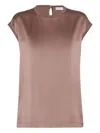 Brunello Cucinelli Lightweight Cashmere And Silk Sweater With Lurex Inserts In Brown