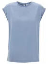 Brunello Cucinelli Silk Cap Sleeve T-shirt With Keyhole Back