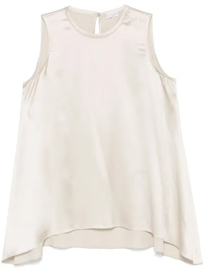 Brunello Cucinelli Satin Tank Top In Neutrals