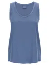 Brunello Cucinelli Satin Scoop Neck Sleeveless Top In Blue