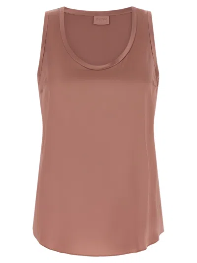Brunello Cucinelli Satin Top In Pink