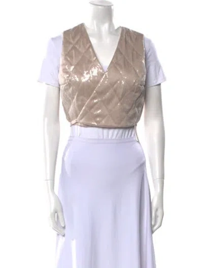 Pre-owned Brunello Cucinelli Satin V-neck Crop Top