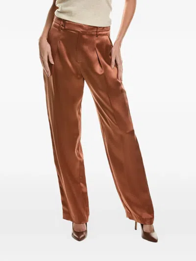Brunello Cucinelli Satin Wide-leg Trousers In Brown