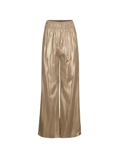 Brunello Cucinelli Satin Wide-leg Trousers In Gold