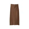 Brunello Cucinelli Satin-finish Slit Maxi Skirt In Brown