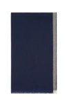Brunello Cucinelli Wool-cashmere Stripe Scarf In Blue
