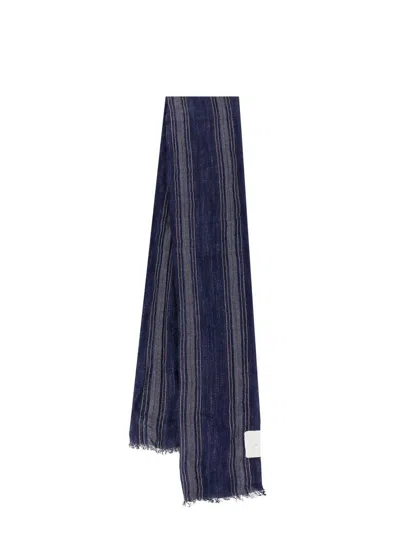 Brunello Cucinelli Silk And Linen Scarf In Blue