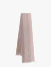 Brunello Cucinelli Silk And Linen Scarf With Striped Motif In Pink