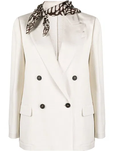 Brunello Cucinelli Double-breasted Blazer In Beige