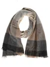 Brunello Cucinelli Check Cashmere Blend Scarf In Grigio Brown Antracite Grigio Sabbia