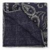 BRUNELLO CUCINELLI SCARF WITH NAVY BLUE/GREY PATTERN IN LINEN AND SILK