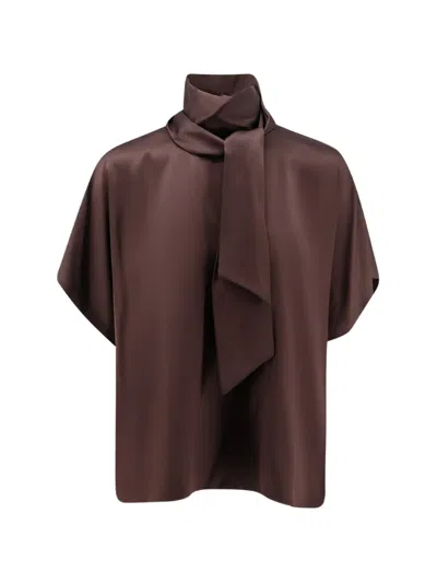Brunello Cucinelli Scarf-detail Blouse In Brown