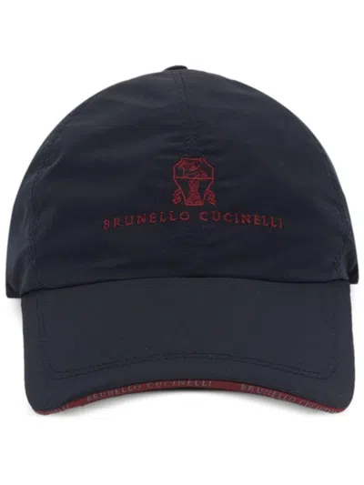Brunello Cucinelli Logo Embroidered Baseball Cap In Navy