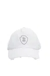 Brunello Cucinelli Men Baseball Cap In Tech Fabric With Logo In White