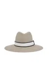 Brunello Cucinelli Straw Fedora With Wide Brim In Cool Beige