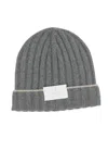 Brunello Cucinelli Beanie Featuring Contrasting Lines In Gray