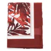 Brunello Cucinelli Burgundy Cotton Herbarium Print Scarf In Panama/bordeaux