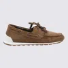 Brunello Cucinelli Suede Boat Shoes In Sesamo