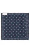 Brunello Cucinelli Square Patterned Scarf Contrasting Border In Blue