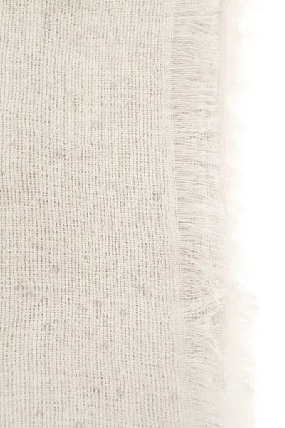Brunello Cucinelli Diamond Cashmere And Silk Scarf In White