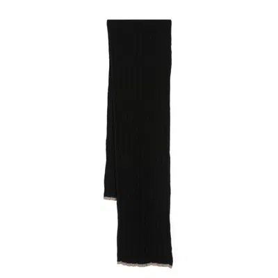 Brunello Cucinelli Ribbed-knit Cashmere Scarf In Black