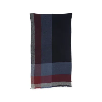 Brunello Cucinelli Check-pattern Frayed-edge Scarf In Blue