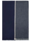 Brunello Cucinelli Wool-silk Blend Scarf With Fringed Edges In Blue