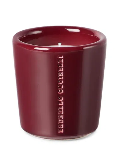 Brunello Cucinelli Scented Candle In Craquelé Ceramic Vessel In Burgundy