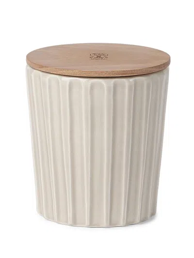 Brunello Cucinelli Scented Candle In Ridged Ceramic Vessel With Walnut Wood Lid In Sand