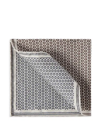 Brunello Cucinelli Geometric Two Tone Pocket Square Scarf In Neutral
