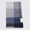 Brunello Cucinelli Check Patterned Fringe Trimmed Scarf