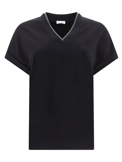 Brunello Cucinelli Scollo Prezioso T-shirts Black