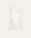 Brunello Cucinelli Scoop-neck Foiled Jersey Ribbed Tank Top In White