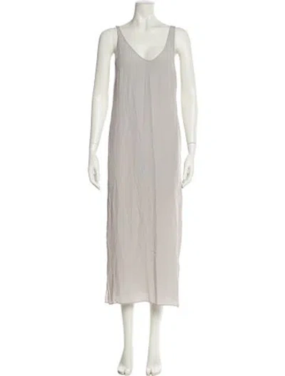 Pre-owned Brunello Cucinelli Scoop Neck Long Dress In Gray