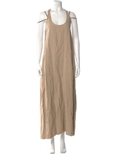 Pre-owned Brunello Cucinelli Scoop Neck Long Dress In Neutral