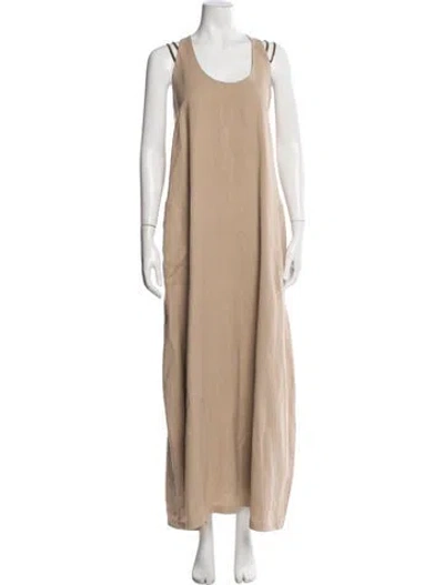 Pre-owned Brunello Cucinelli Scoop Neck Long Dress In Neutral