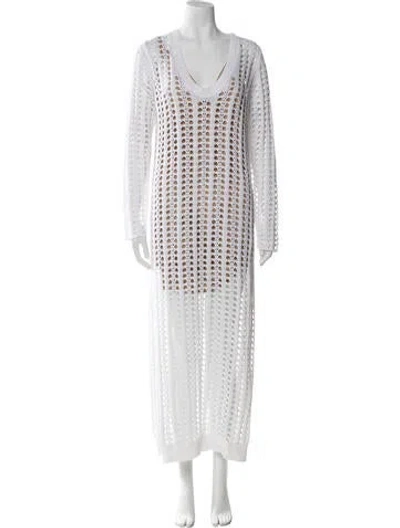 Pre-owned Brunello Cucinelli Scoop Neck Long Dress In White