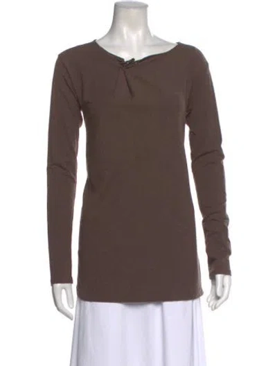 Pre-owned Brunello Cucinelli Scoop Neck Long Sleeve Top In Brown
