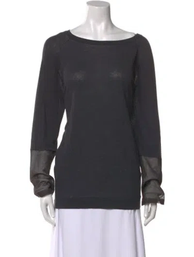 Pre-owned Brunello Cucinelli Scoop Neck Long Sleeve Top In Gray