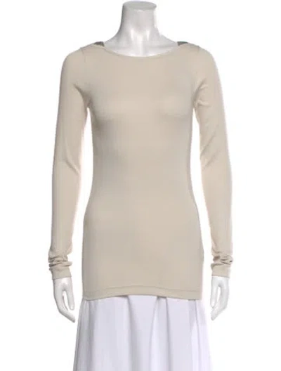 Pre-owned Brunello Cucinelli Scoop Neck Long Sleeve Top In Neutral