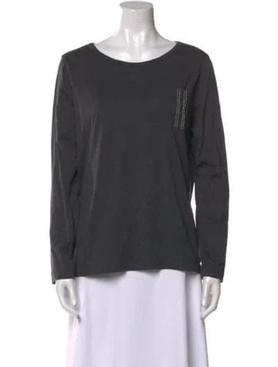 Pre-owned Brunello Cucinelli Scoop Neck Long Sleeve T-shirt In Gray