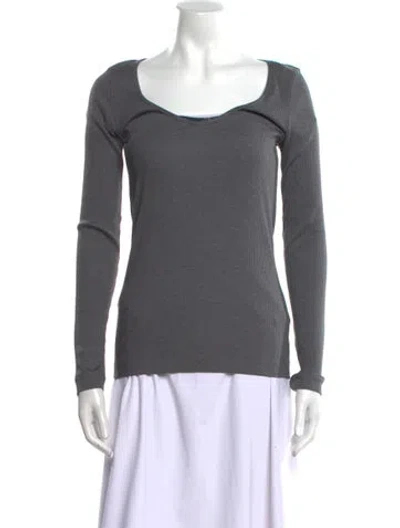 Pre-owned Brunello Cucinelli Scoop Neck Long Sleeve T-shirt In Gray