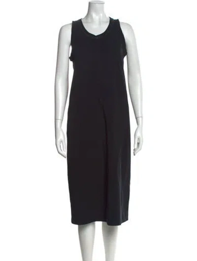 Pre-owned Brunello Cucinelli Scoop Neck Midi Length Dress In Black